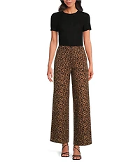 Skies Are Blue Leopard Print Wide Leg Denim Jeans