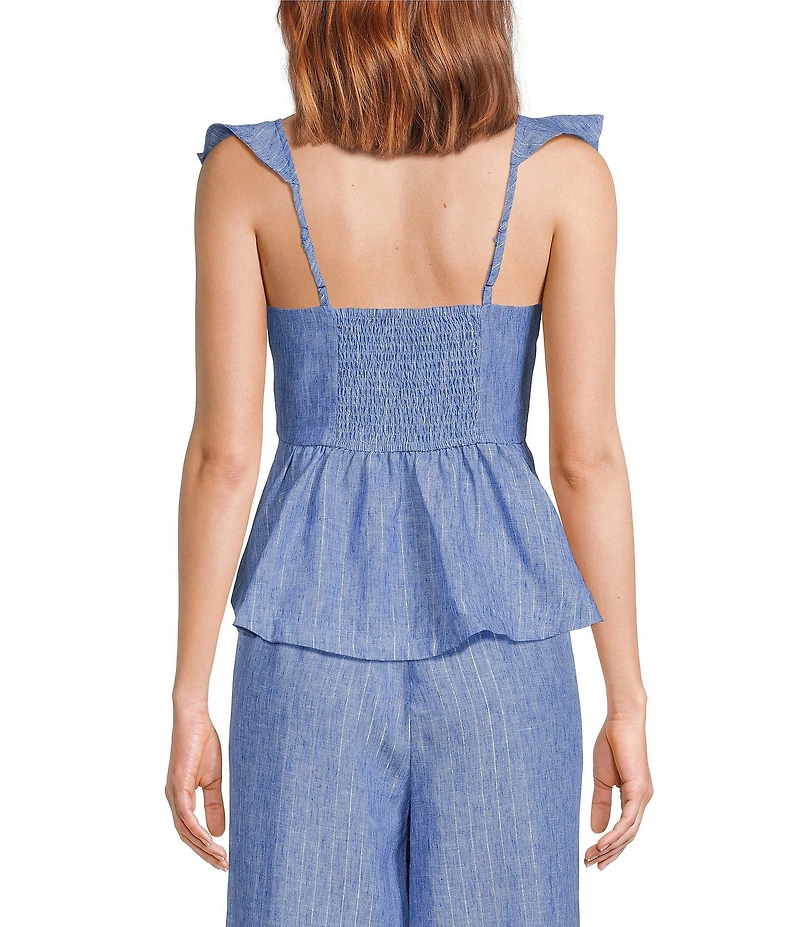 Skies Are Blue Lurex Stripe Sweetheart Neck Sleeveless Coordinating Peplum Top