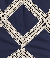 Skies Are Blue Mecrame Diamond Embroidery Halter Neck Sleeveless Mini Shift Dress