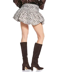 Skies Are Blue Metallic Jacquard Floral Bubble Hem Mini Skirt