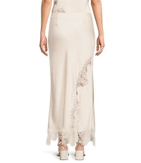 Skies Are Blue Mixed Lace Asymmetric Hem Coordinating Slip Midi Skirt