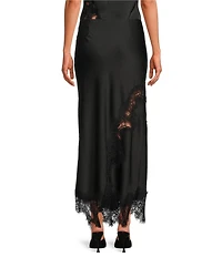 Skies Are Blue Mixed Lace Asymmetric Hem Coordinating Slip Midi Skirt