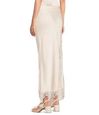 Skies Are Blue Mixed Lace Asymmetric Hem Coordinating Slip Midi Skirt