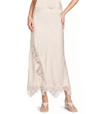 Skies Are Blue Mixed Lace Asymmetric Hem Coordinating Slip Midi Skirt