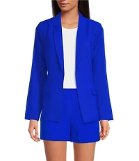 Skies Are Blue Notch Lapel Long Sleeve Flap Pocket Open Front Coordinating Blazer
