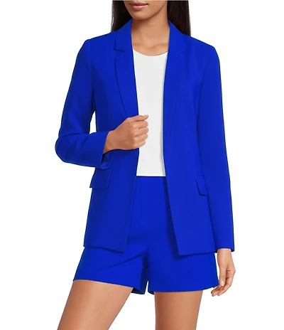 Skies Are Blue Notch Lapel Long Sleeve Flap Pocket Open Front Coordinating Blazer