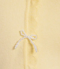 Skies Are Blue Pearl Bow V-Neck Short Sleeve Sweater Cardigan