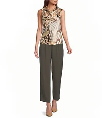 Skies Are Blue Petite Size Butterfly Printed Cowl Neck Sleeveless Top
