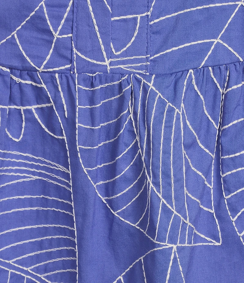 Skies Are Blue Petite Size Embroidered V-Neck Ruffle Sleeve Tiered A-Line Mini Dress