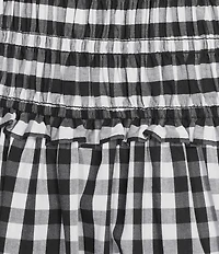 Skies Are Blue Petite Size Gingham Print Square Neck Sleeveless Smocked Maxi Dress