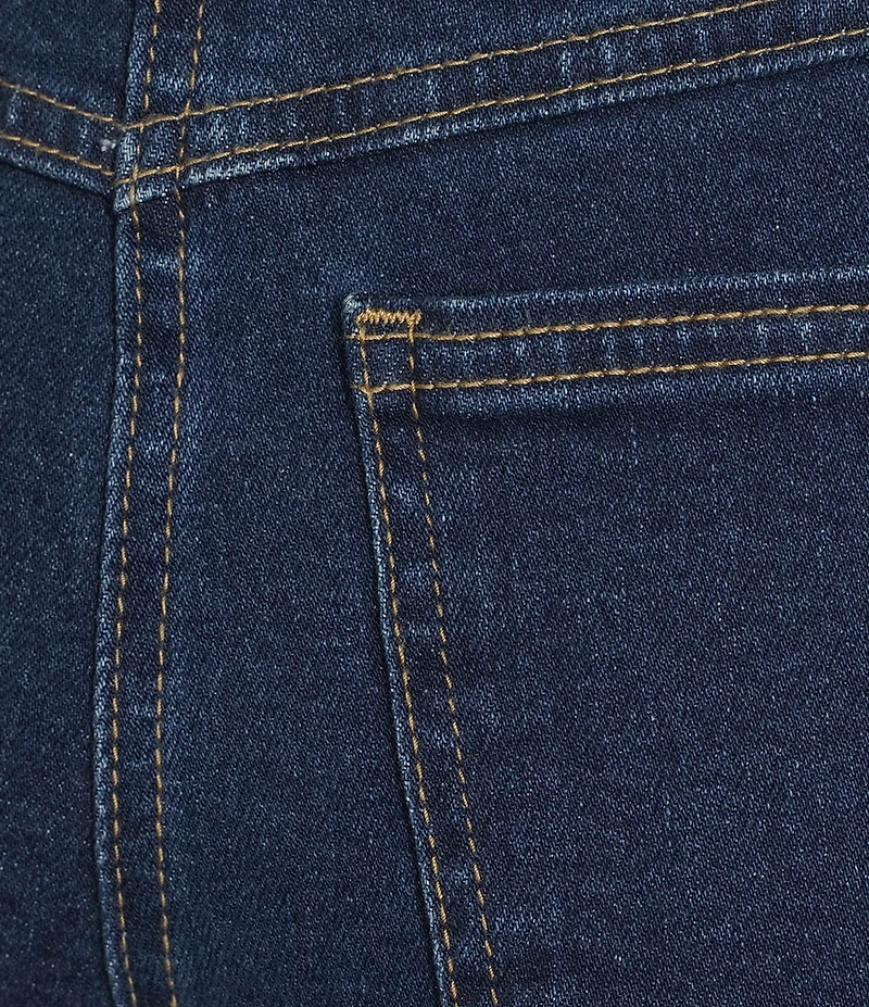 Skies Are Blue Petite Size High Rise Wide Leg Scallop Trim Denim Pants