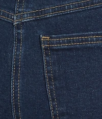 Skies Are Blue Petite Size High Rise Wide Leg Scallop Trim Denim Pants