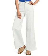 Skies Are Blue Petite Size High Rise Wide Leg Side Tape Twill Pants