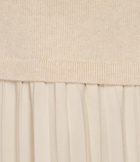 Skies Are Blue Petite Size Mock Neck Sleeveless Pleated Contrast Skirt Midi Dress