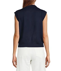 Skies Are Blue Petite Size Sleeveless Knit Polo Collared Top