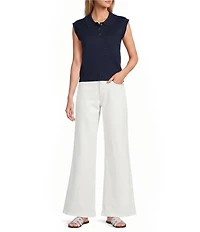 Skies Are Blue Petite Size Sleeveless Knit Polo Collared Top