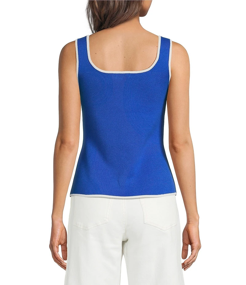 Skies Are Blue Petite Size Square Neck Sleeveless Sweater Vest