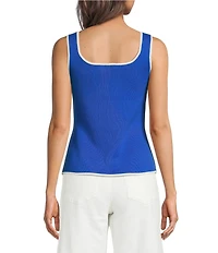 Skies Are Blue Petite Size Square Neck Sleeveless Sweater Vest