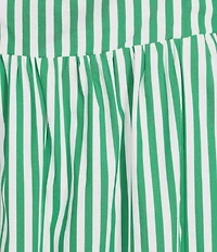 Skies Are Blue Petite Size Stripe Print Off-the-Shoulder Ruffle A-Line Midi Dress