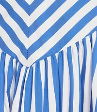 Skies Are Blue Petite Size Stripe Print V-Neck Sleeveless A-Line Maxi Dress