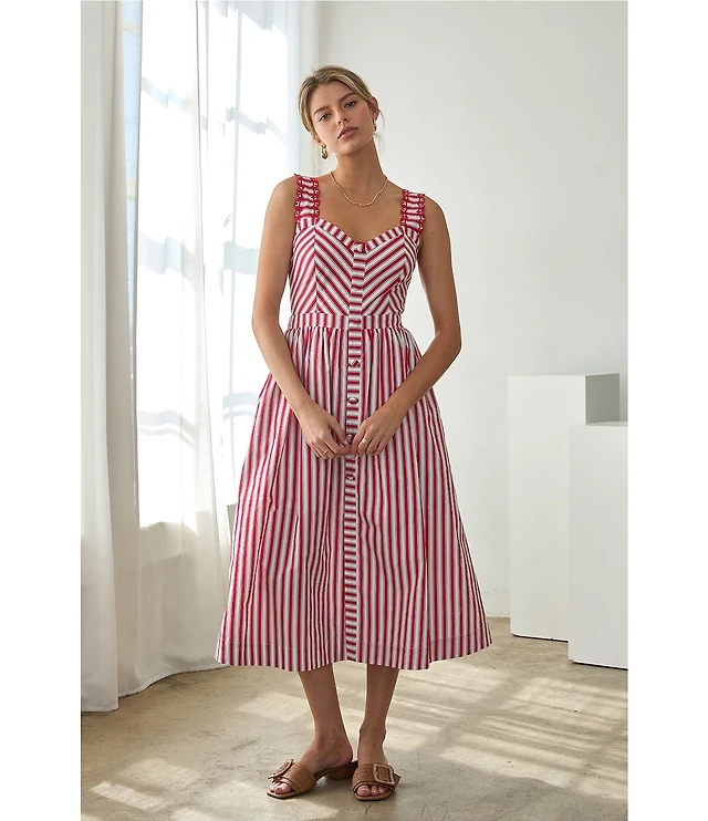 sweetheart sleeveless midi dress in stripe Madewell | Dresses | Madewell Sweetheart Sleeveless Midi Dress In Stripe Sz 6