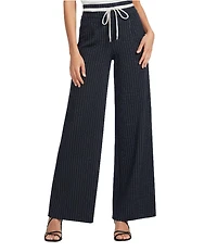 Skies Are Blue Pinstripe Double Waist Wide Leg Coordinating Trouser Pants