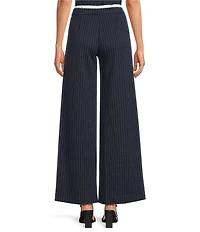 Skies Are Blue Pinstripe Double Waist Wide Leg Coordinating Trouser Pants