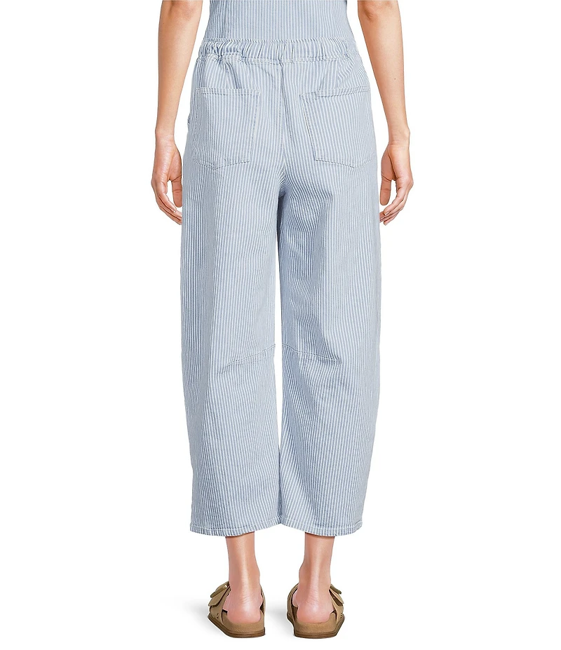 Skies Are Blue Pinstripe High-Rise Barrel Leg Washed Denim Coordinating Pants