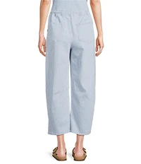 Skies Are Blue Pinstripe High-Rise Barrel Leg Washed Denim Coordinating Pants