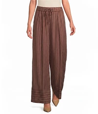 Skies Are Blue Pinstripe Printed Drawstring Waist Wide Leg Coordinating Pants