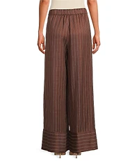 Skies Are Blue Pinstripe Printed Drawstring Waist Wide Leg Coordinating Pants