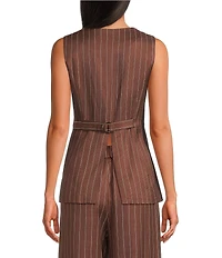 Skies Are Blue Pinstripe Printed V-Neck Sleeveless Coordinating Vest Top