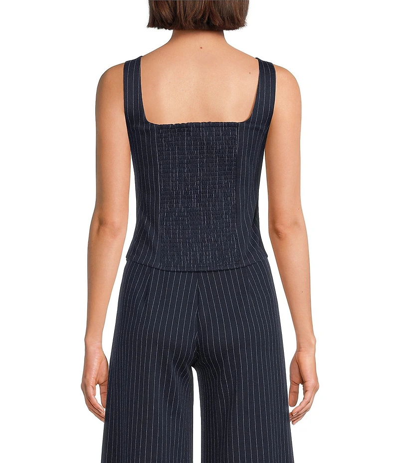 Skies Are Blue Pinstripe Sweetheart Neckline Sleeveless Coordinating Top