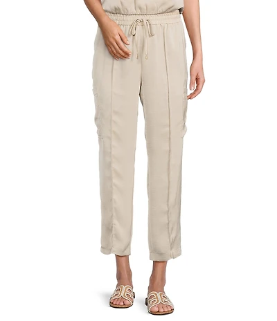 Skies Are Blue Pintuck Drawstring Coordinating Cargo Pants