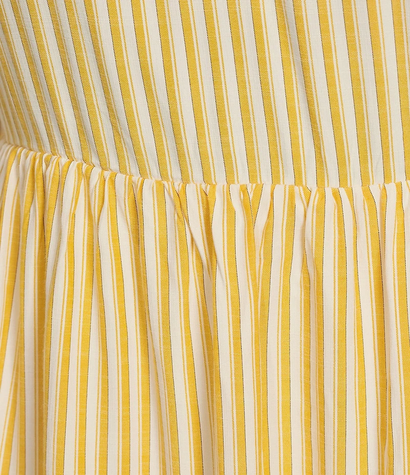 Skies Are Blue Plus 3/4 Sleeve Striped Tiered Mini Dress