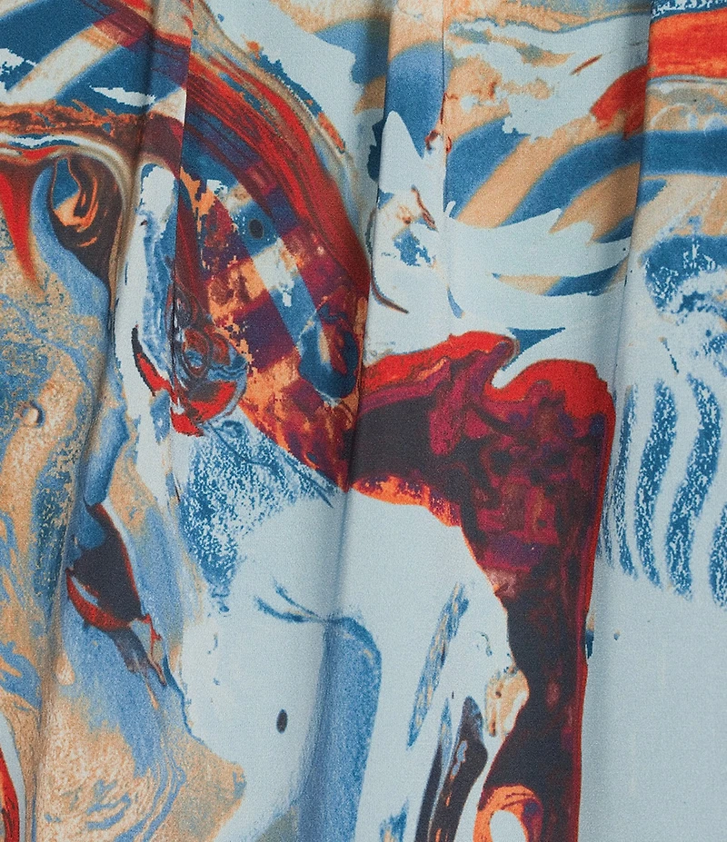 Skies Are Blue Plus Abstract Printed Flutter Sleeve Ruffled Blouse