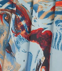 Skies Are Blue Plus Abstract Printed Flutter Sleeve Ruffled Blouse