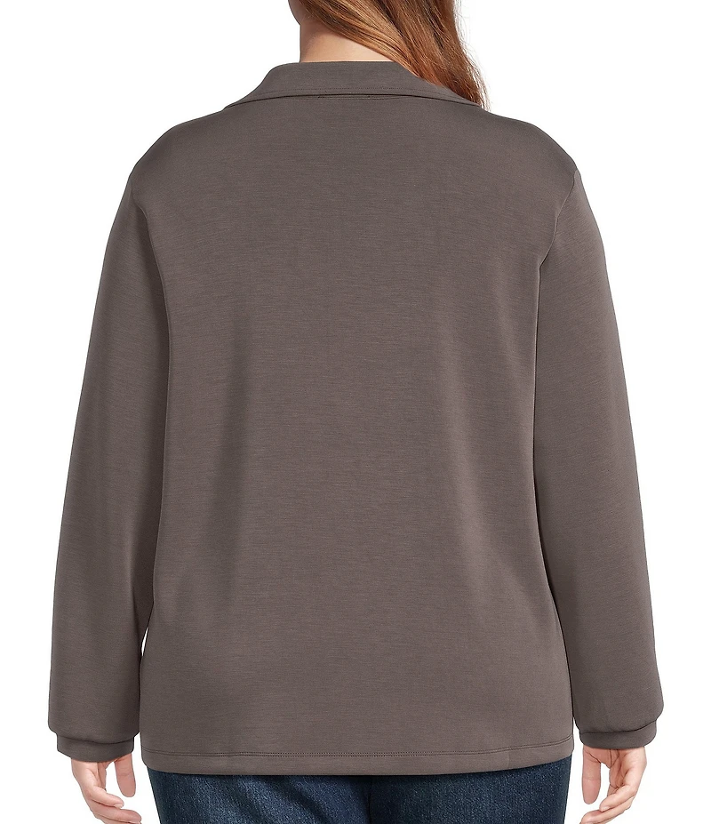 Skies Are Blue Plus Size Brushed Modal Blend Long Sleeve Quarter Zip Top