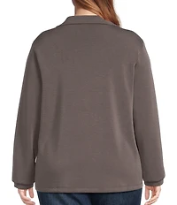 Skies Are Blue Plus Size Brushed Modal Blend Long Sleeve Quarter Zip Top