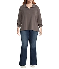 Skies Are Blue Plus Size Brushed Modal Blend Long Sleeve Quarter Zip Top