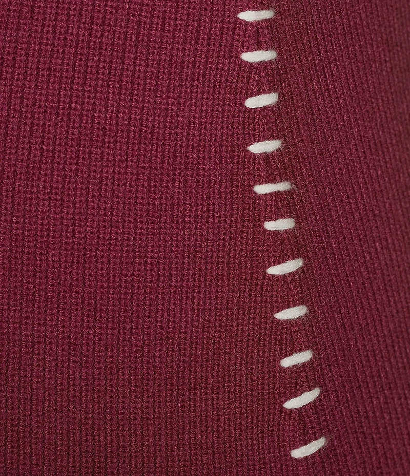 Skies Are Blue Plus Contrast Blanket Stitch Knit Midi Coordinating Skirt