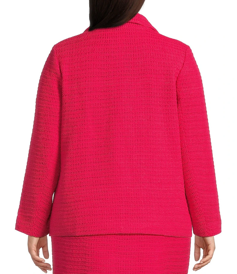 Skies Are Blue Plus Crocheted Long Sleeve Blazer