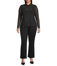 Skies Are Blue Plus Embellished Mock Neck Long Sleeve Mesh Top