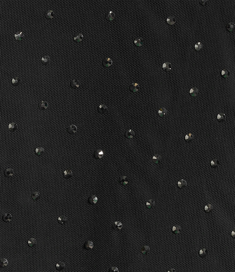 Skies Are Blue Plus Embellished Mock Neck Long Sleeve Mesh Top