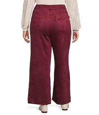 Skies Are Blue Plus Faux Suede High Waist Patch Pocket Wide Leg Pants