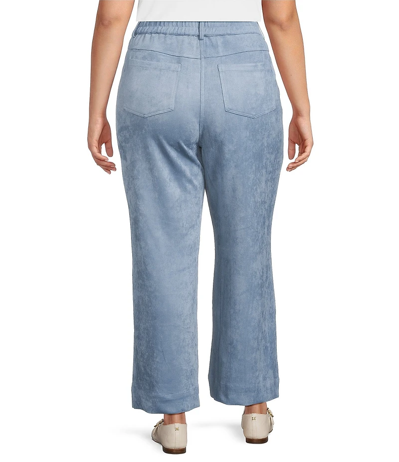 Skies Are Blue Plus Faux Suede High Waist Patch Pocket Wide Leg Pants
