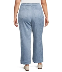Skies Are Blue Plus Faux Suede High Waist Patch Pocket Wide Leg Pants