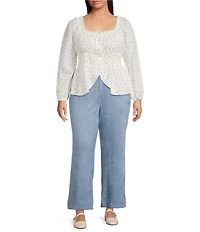 Skies Are Blue Plus Faux Suede High Waist Patch Pocket Wide Leg Pants