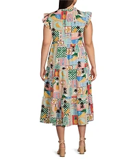 Skies Are Blue Plus Flutter Sleeve Printed Midi Dress