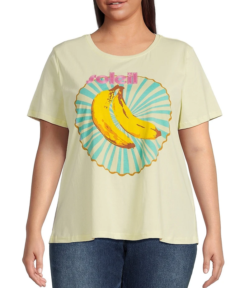Skies Are Blue Plus Bananas Graphic Short Sleeve T-Shirt